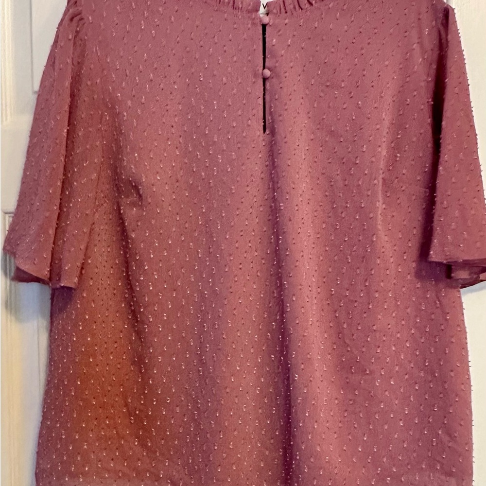 Ava & Viv Dusty Rose Textured Dot Blouse